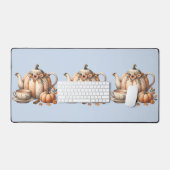 Pompoentheepot met Herfst Bloemen Illustratie Bureaumat (Keyboard & Muis)
