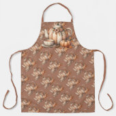 Pompoentheepot met Herfst Bloemen Illustratie Schort (Voorkant)