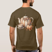 Pompoentheepot met Herfst Bloemen Illustratie T-shirt (Achterkant)