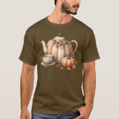 Pompoentheepot met Herfst Bloemen Illustratie T-shirt (Voorkant)