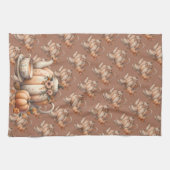 Pompoentheepot met Herfst Bloemen Illustratie Theedoek (Horizontaal)