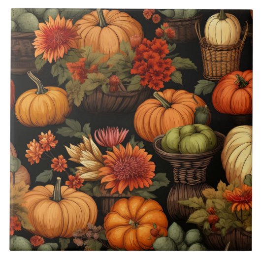 Pompoentijd, de kleuren van de herfst, tegeltje (Voorkant)