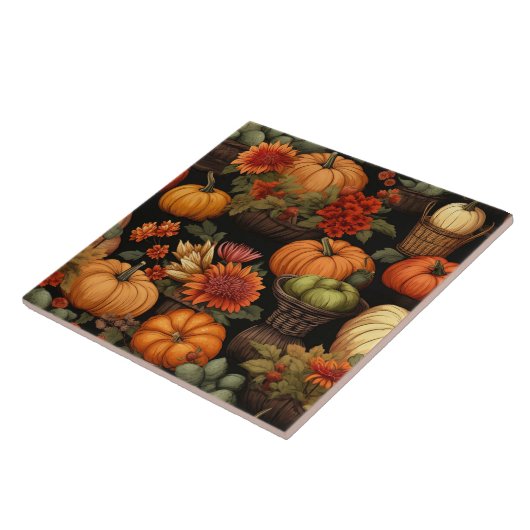 Pompoentijd, de kleuren van de herfst, tegeltje (Zijkant)