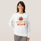 Pompoentijd Herfst Leopard Print Bloemen T-shirt (Voorkant volledig)