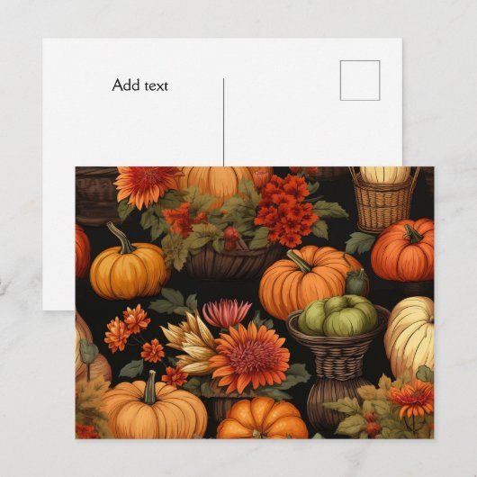 Pompoentijd, Kleuren van de SJABLOON van de Herfst Briefkaart (Voorkant / Achterkant)