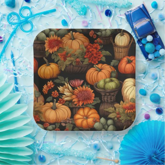 Pompoentijd, Kleuren van Herfst, Papieren Bordje (Feest)