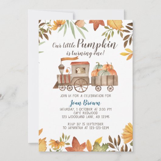 Pompoentrein 1e verjaardag, eerste verjaardagsfees kaart (Voorkant)