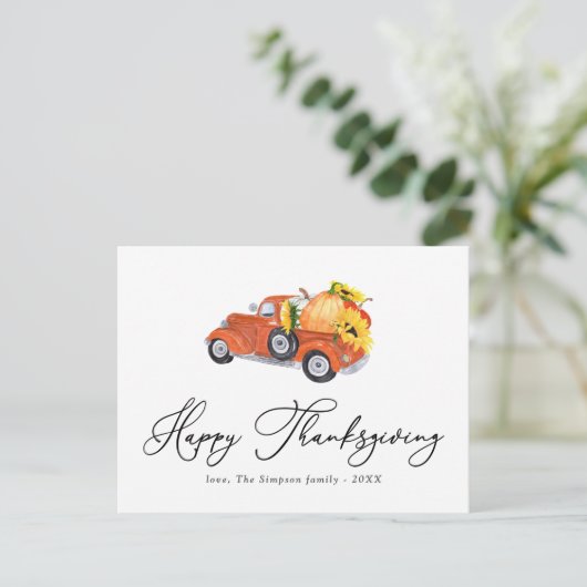 pompoentruck script blij deanksgiving feestdagenkaart (Staand voorkant)