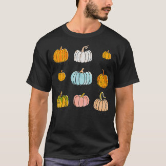 Pompoentypen en variëteiten pompoenen voor t-shirt