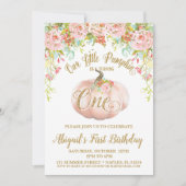 Pompoenuitnodiging, pompoen eerste verjaardag kaart (Voorkant)