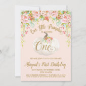 Pompoenuitnodiging, pompoen eerste verjaardag kaart (Voorkant)