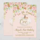 Pompoenuitnodiging, pompoen eerste verjaardag kaart (Voorkant / Achterkant)