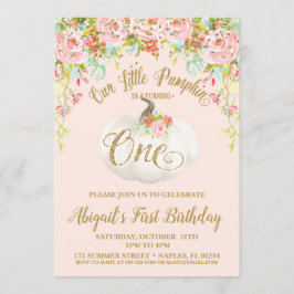 Pompoenuitnodiging, pompoen eerste verjaardag kaart