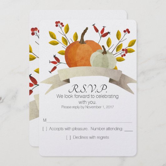 Pompoenvaar/Thanksgiving bruiloft/RSVP Kaart (Voorkant / Achterkant)