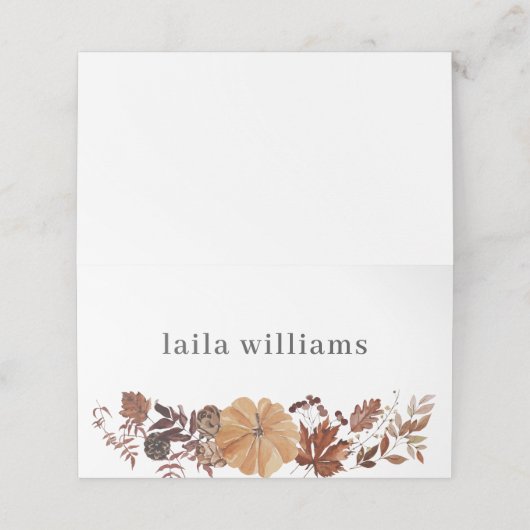 Pompoenvalbladeren - Dank u Plaatskaartje (Buitenkant ongevouwen)