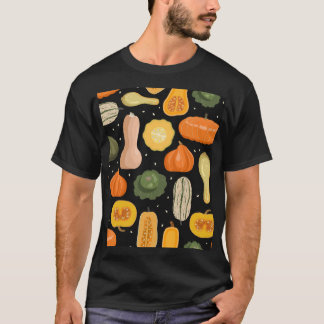Pompoenvariëteiten, de naadloze illustratie van de t-shirt