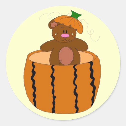 Pompoenveld Beer Ronde Sticker (Voorkant)