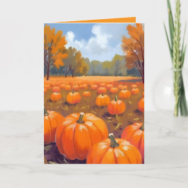Pompoenveld herfst Thanksgiving waterverf Kaart