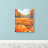 Pompoenveld herfst waterverfschilderij canvas afdruk (Insitu (Houten vloer))