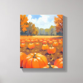 Pompoenveld herfst waterverfschilderij canvas afdruk