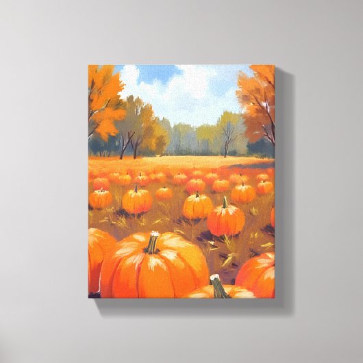 Pompoenveld herfst waterverfschilderij canvas afdruk (Voorkant)
