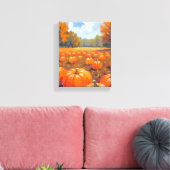 Pompoenveld herfst waterverfschilderij canvas afdruk (Insitu (Woonkamer))
