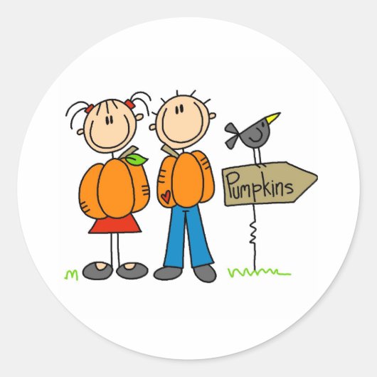 Pompoenveld Ronde Sticker (Voorkant)