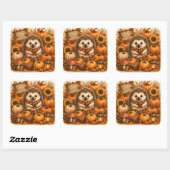 Pompoenveld Schattig Herfst Egeltje Vierkante Sticker (Vel)