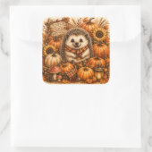 Pompoenveld Schattig Herfst Egeltje Vierkante Sticker (Tas)