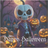 Pompoenveld Skelet Gezel Sticker (Voorkant)