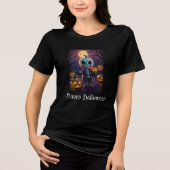 Pompoenveld Skelet Gezel Tri-Blend Shirt (Voorkant)