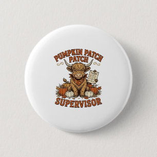 Pompoenveld-supervisor Highland-koe vintage shirt Ronde Button 5,7 Cm