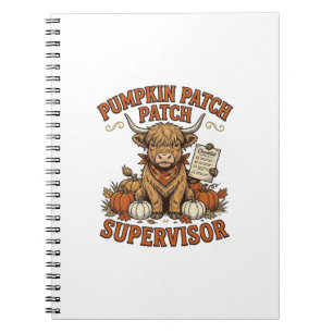 Pompoenveld-supervisor Highland-koe Vintage T-shir Notitieboek