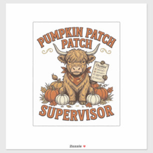 Pompoenveld-supervisor Highland-koe Vintage T-shir Sticker
