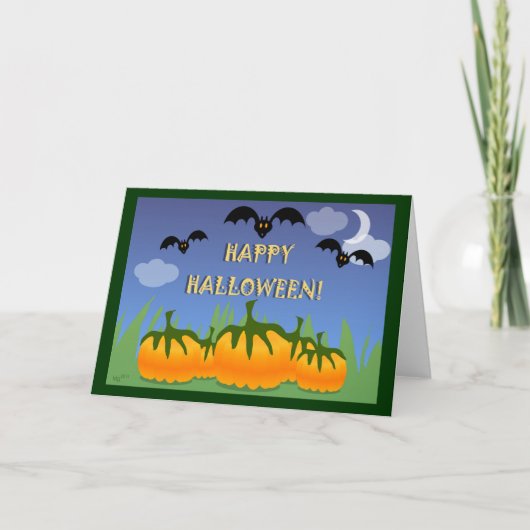 Pompoenveld Vleermuizen Halloween Kaart (Voorkant)