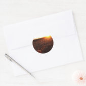 Pompoenveld Zonsondergang B Ronde Sticker (Envelop)
