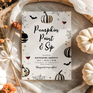 Pompoenverf en sip volwassen Halloween wijnfeest Kaart