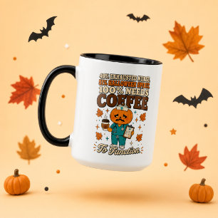 Pompoenverpleegster Halloween-geest Koffie om te f Mok