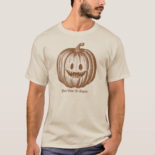 Pompoenvibes  Halloween Geen paniek T-shirt (Voorkant)