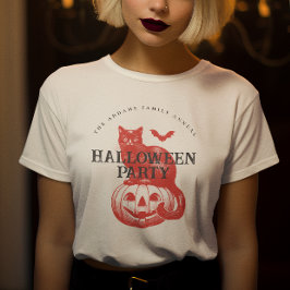  pompoenvleermuis en kat Halloween Party T-shirt