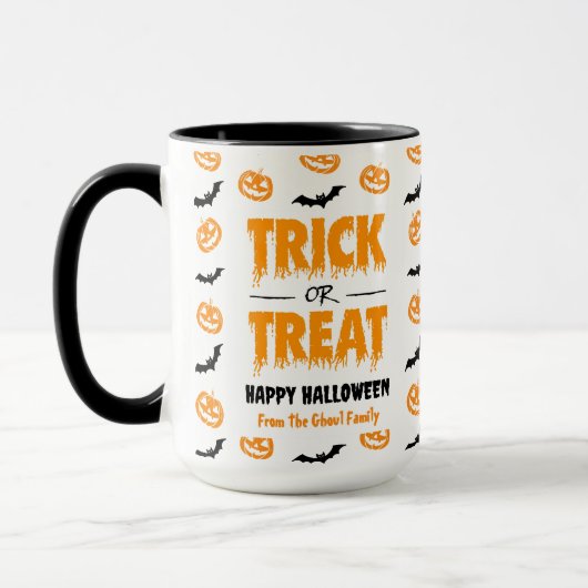 Pompoenvleermuis Trick or treat Mok (Links)