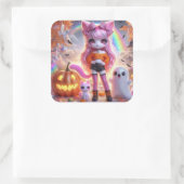 pompoenvlek vierkante sticker (Tas)