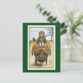  pompoenwagen en kalkoen briefkaart (Staand voorkant)