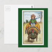  pompoenwagen en kalkoen briefkaart (Voorkant / Achterkant)