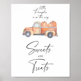 Pompoenwagen - snoep en trakteert baby shower poster