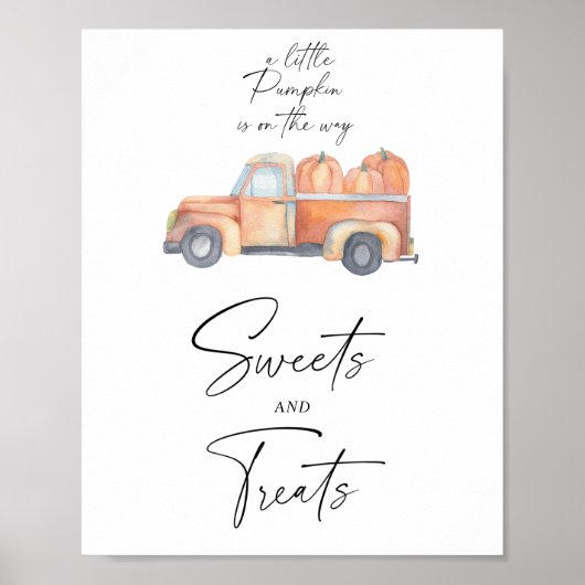 Pompoenwagen - snoep en trakteert baby shower poster (Voorkant)