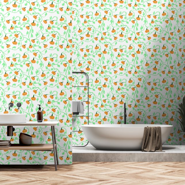 pompoenwijnpatroon behang (Badkamer)
