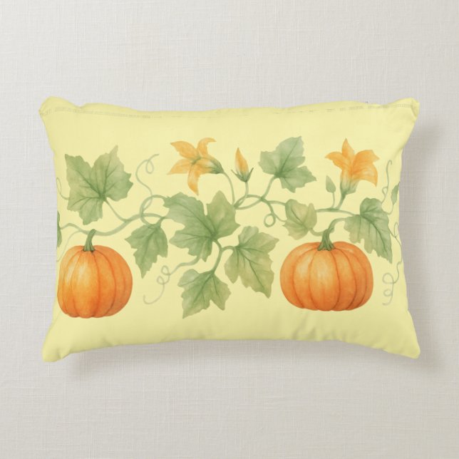 pompoenwijnstok met bloemen accent kussen (Voorkant)
