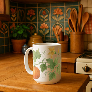 pompoenwijnstok met bloemen koffiemok