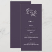 Pompoenwijnstokken donkere pruim Paarse Monogram b Menu (Voorkant / Achterkant)